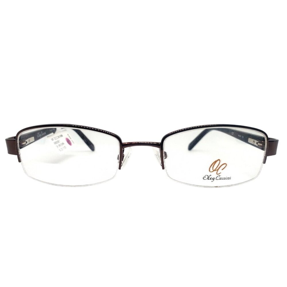 Oleg Cassiniโ Semi-Rimless Dark Brown Designer Eyeglasses Frame